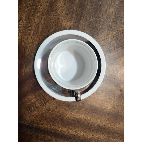 Vtg FF Japan (4) White w/Silver Expresso/Demitasse cups w/saucers Excellent! - Picture 11 of 16